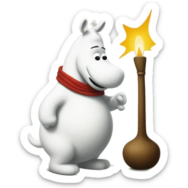 moomintroll painting on canvas sticker