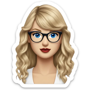Hyper Realistic Taylor Swift blue eyes and glasses  sticker