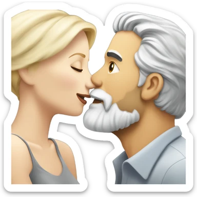 Gray haired man with beard kissing blonde pale woman sticker