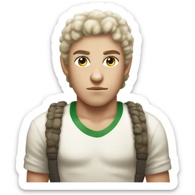 A sheep with a boys head Rambo style with the title ramJO sticker