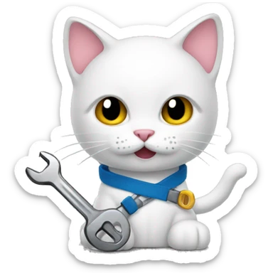 kitty with a wrench sticker