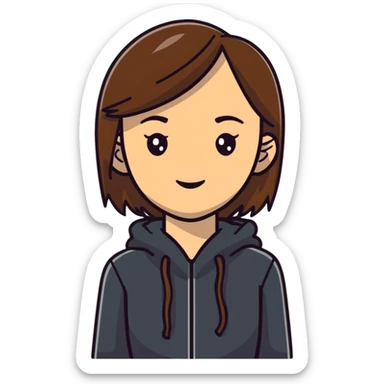 female math teacher, brown straight hair, Caucasian sticker