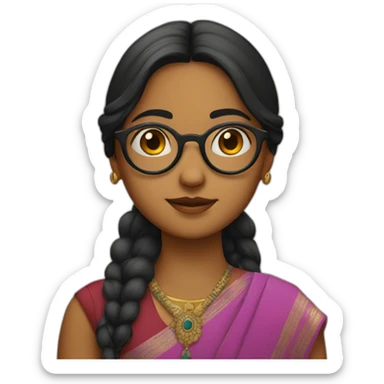 Indian girl wearing round glasses sticker