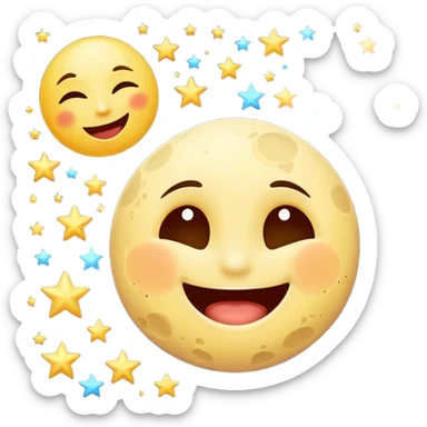 laughing moon spilling stardust sticker