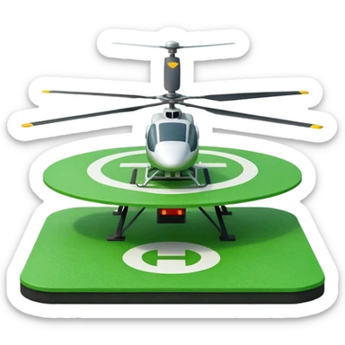a helipad with a green surface and an H in the center sticker
