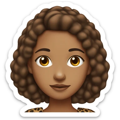 Lightskin black girl with cheetah print bow in her straight chestnut brown hair sticker