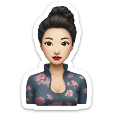 Chinese woman with blusa cuello de tortuga makeup Artist sticker