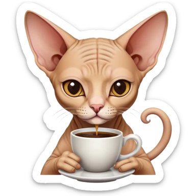 Sphynx cat drink coffee sticker