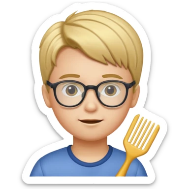 Kid with comb hair and glasses  sticker