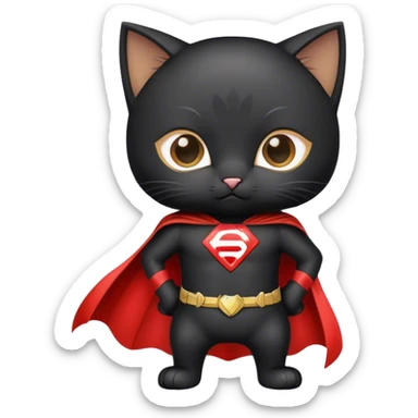 Black kitten as a superhero  sticker