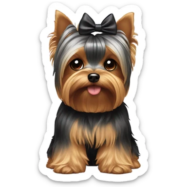 Yorkie with a bow on top of its head sticker