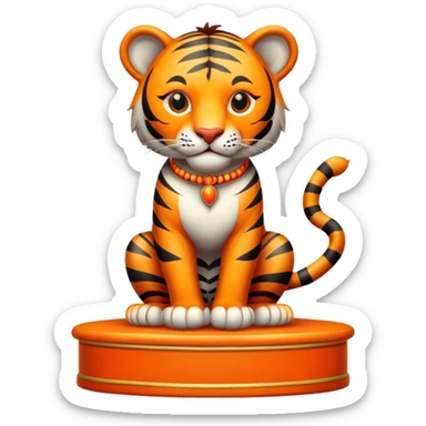 Vintage circus tiger on podium sticker