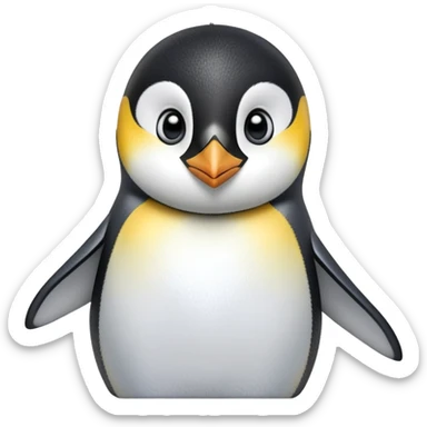 cinematic-cute-emperor-penguin-portrait-emoji,-head-tilted-playfully-and-inquisitively,-with-glossy,-pristine-plumage-accented-by-a-bright-beak-and-round,-sparkling-eyes-filled-with-curiosity,-simplified-yet-irresistibly-adorable-features zoomed into the face sticker