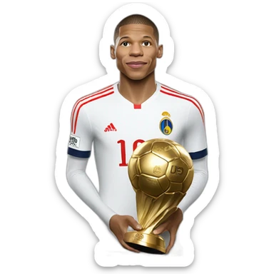 Mbappé qui fait un bisou au ballon d'Or sticker