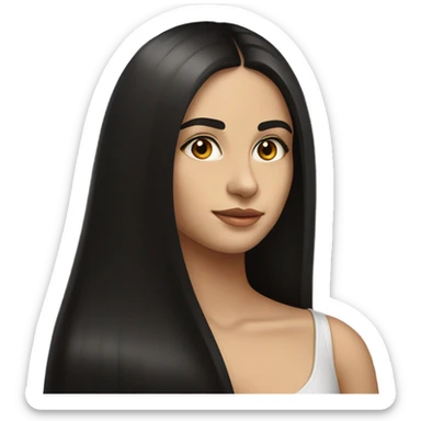 Hyper Realistic Beautiful Spanish girl brown eyes straight very long dark black hair  sticker