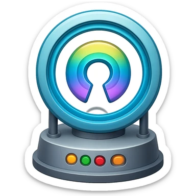 Add a teleportation machine to the teleportation portal emoji in the style of emoji with transparent background. sticker