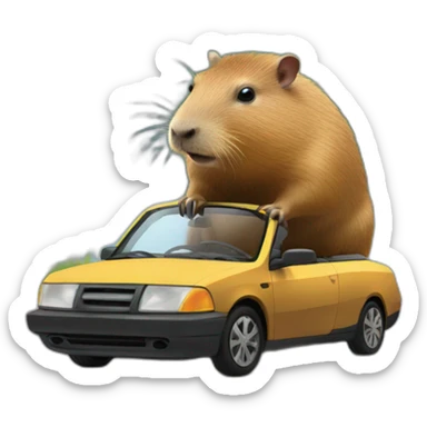 Capybara on a car sticker