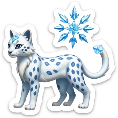 Frosty snowy icy snow-Leopard-Glaceon-Solgaleo-fusion-hybrid-creature (full body) sticker
