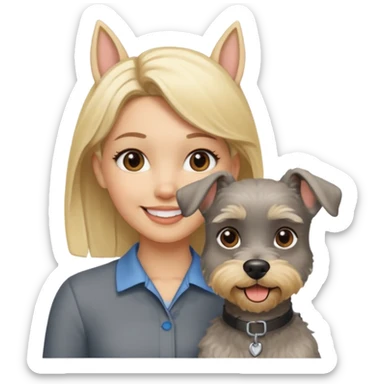 Schnauzer con orejas levantadas y mujer güera sticker