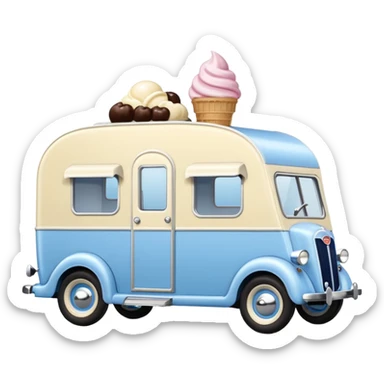 ice cream caravan,1935 fiat ,pearl blue  sticker