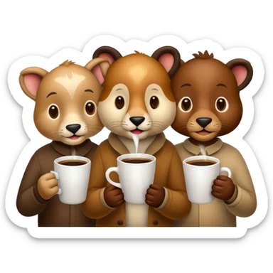 3 animaux qui prennent le café sticker