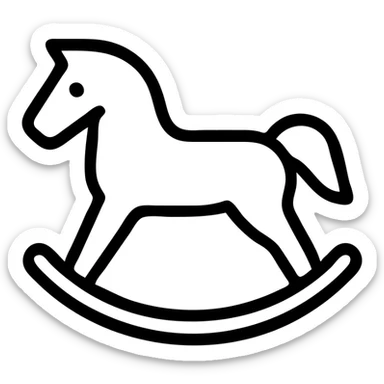 rocking horse, simple icon style, clean lines, minimal details, suitable for app icon sticker