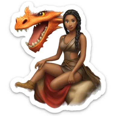 Beautiful woman on dragon sticker
