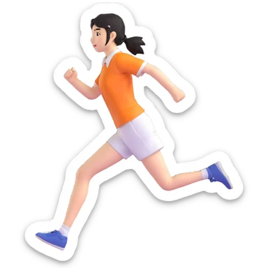 Japanese female high school student in PE uniform running on track sticker