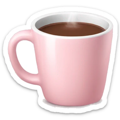 light pink mug with hot chocolate sticker