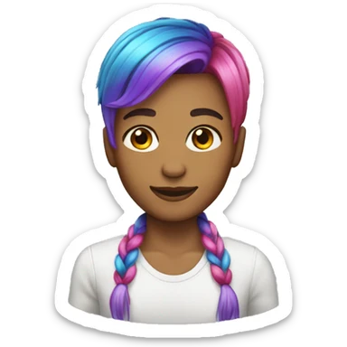 rainbow hair non-gendered sticker