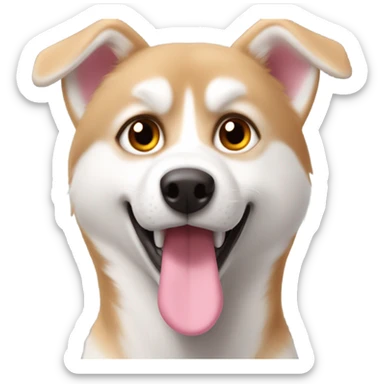 Light red husky amber eyes nose pink with tongue out  sticker