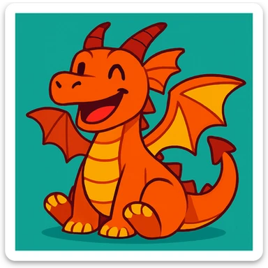 a dragon with a happy expression, vibrant toon style sticker