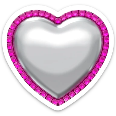 Shiny silver heart with bright pink rhinestones tracing along the outline sticker