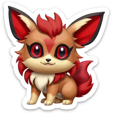 Cute cool black red animal Eeveelution-Fakemon-hybrid full body sticker