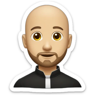 young, bald, bearded priest dressed for mass. sticker