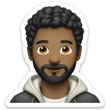 young white artist with black beard with baggy clothes sticker