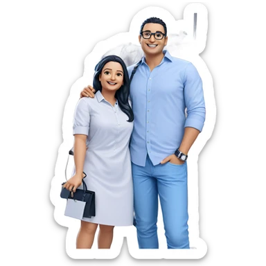 smiling couple with accessories sticker