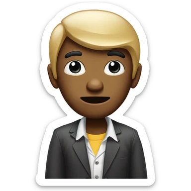 Create a emoji of a person involved in a telephone scam, conveying a sense of deception and manipulation, paying attention to details of facial expressions, clothing, and surroundings. sticker