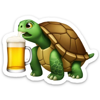 Turtle drinking a beer sticker