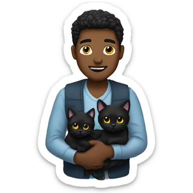 men holding two black cats  sticker