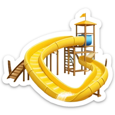 pool with yellow waterslide sticker