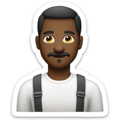black man developer in plain white shirt with sleeve up and mustach profile image sticker