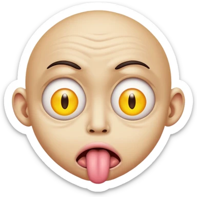 ugly pleading with eyes yellow emoticon🥺👀 emoji with tongue out sticker