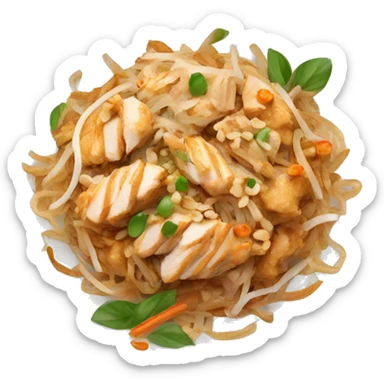 Chicken pad thai on a plate sticker