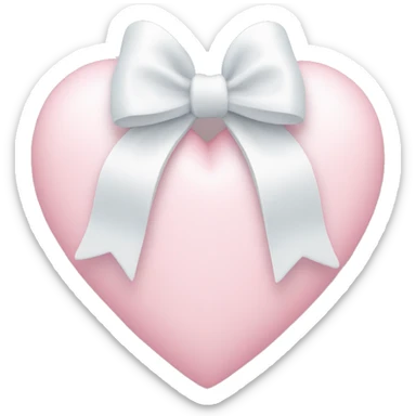 Pastel pink heart with white bow sticker