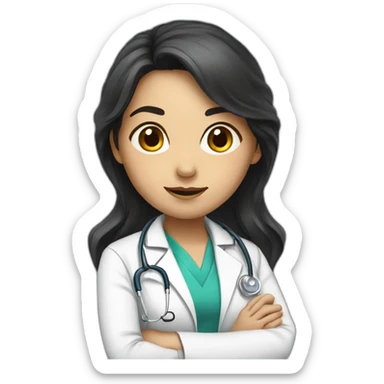 crouching doctor girl with dark hair sticker