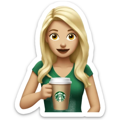 blonde girl drinking starbucks sticker