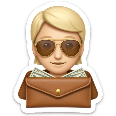 Aviator money emoji, wallet full of cash, casino vibe, premium 3D emoji style, clean, no background
 sticker