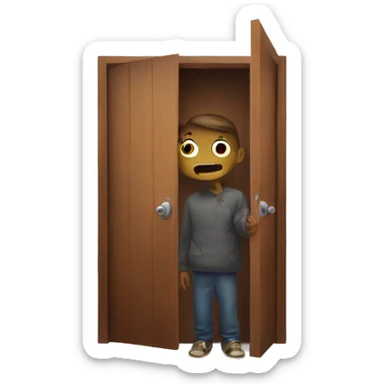 A person hiding behind a door  sticker