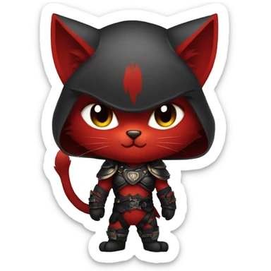 Edgy cool anthro black red cat warrior sticker